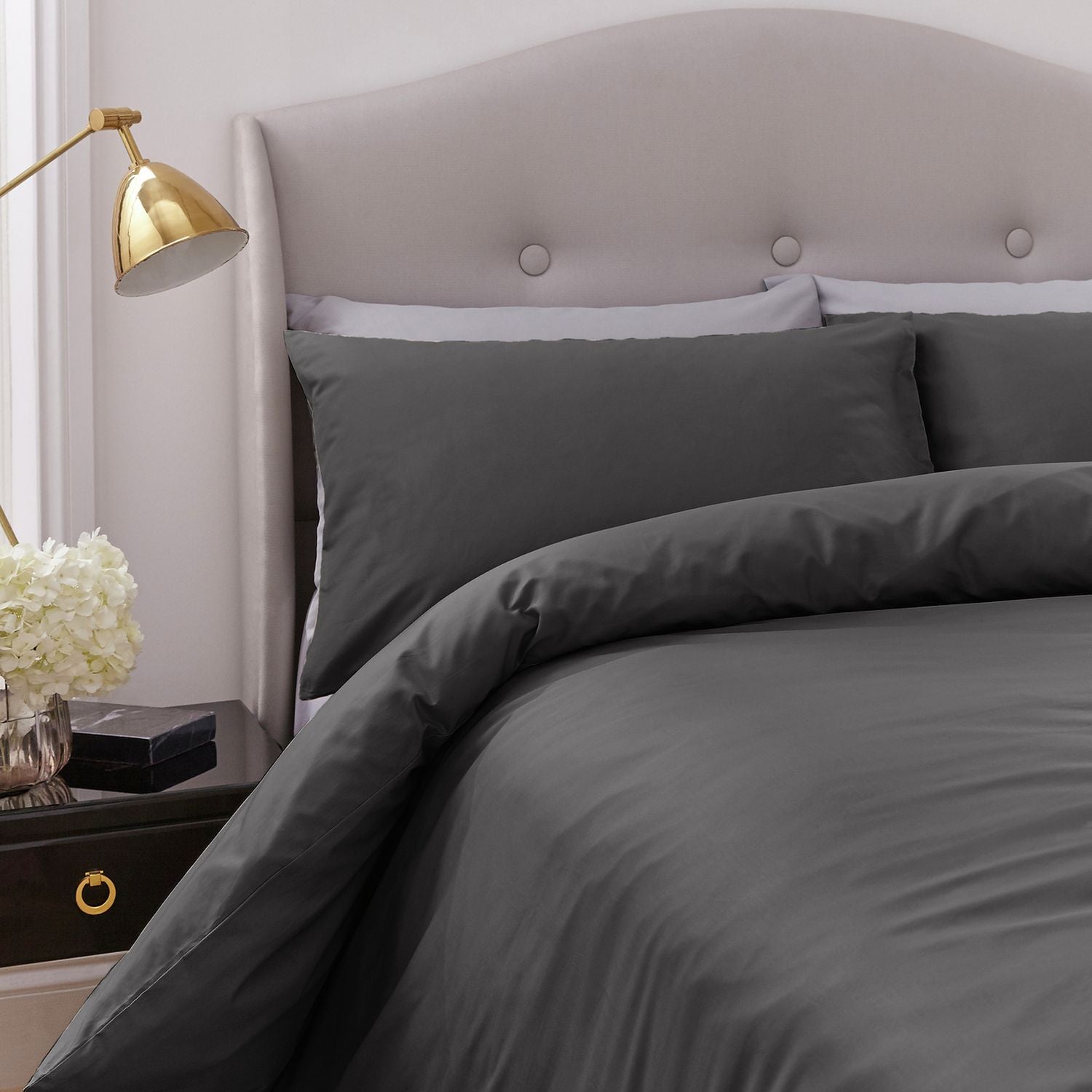 Silentnight Supersoft Plain Charcoal Bedding Set - Double