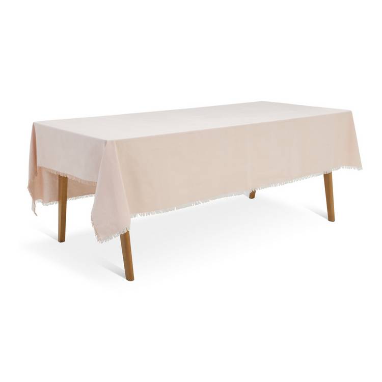 Habitat pink cotton tablecloth with fringes - British product