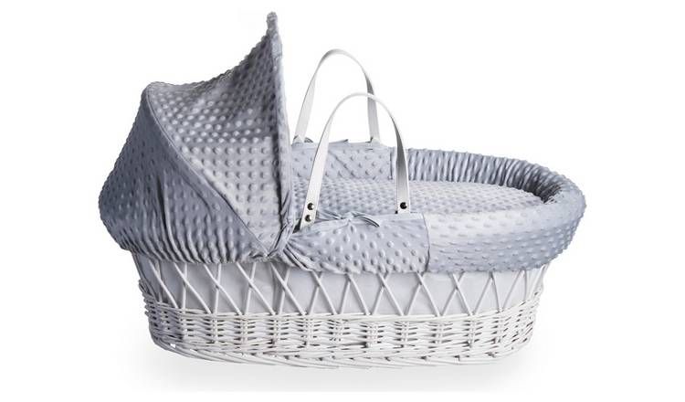 Clair de Lune Grey Dimple Moses Basket With Rocking Stand GOODS Argos