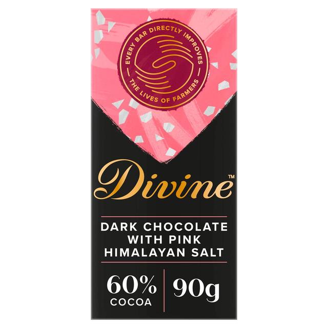 Divine 60% Dark Chocolate Pink Himalayan Salt   90g GOODS M&S   