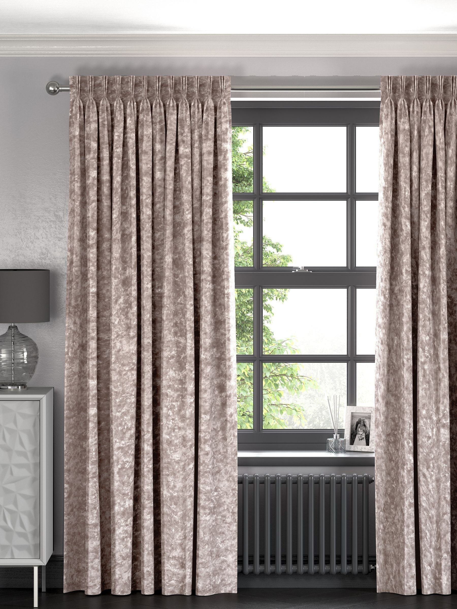 Pink crushed made to measure curtains - British product
