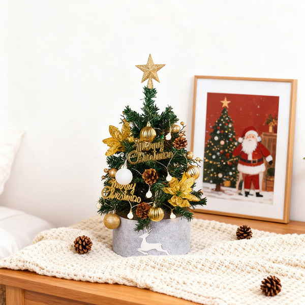 Livingandhome tabletop Christmas tree with multicolour lights 57.5cm, UK version