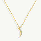 MUCHV gold crescent moon necklace with cubic zirconia stones - British product