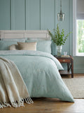 Laura Ashley blue duck egg reversible sateen Pussy Willow duvet cover and pillowcase set, UK version