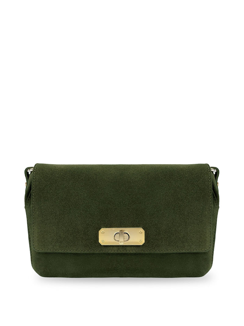 Apatchy Green Maisie Midi mink suede bag - British product