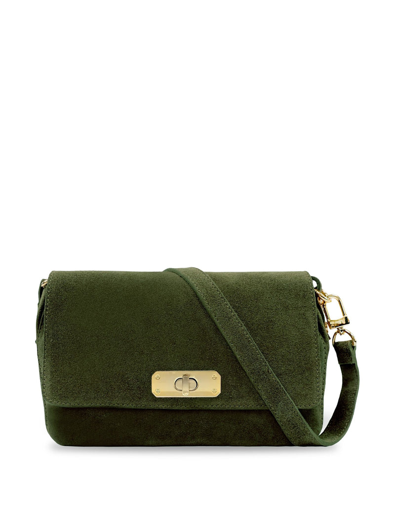 Apatchy Green Maisie Midi mink suede bag - British product