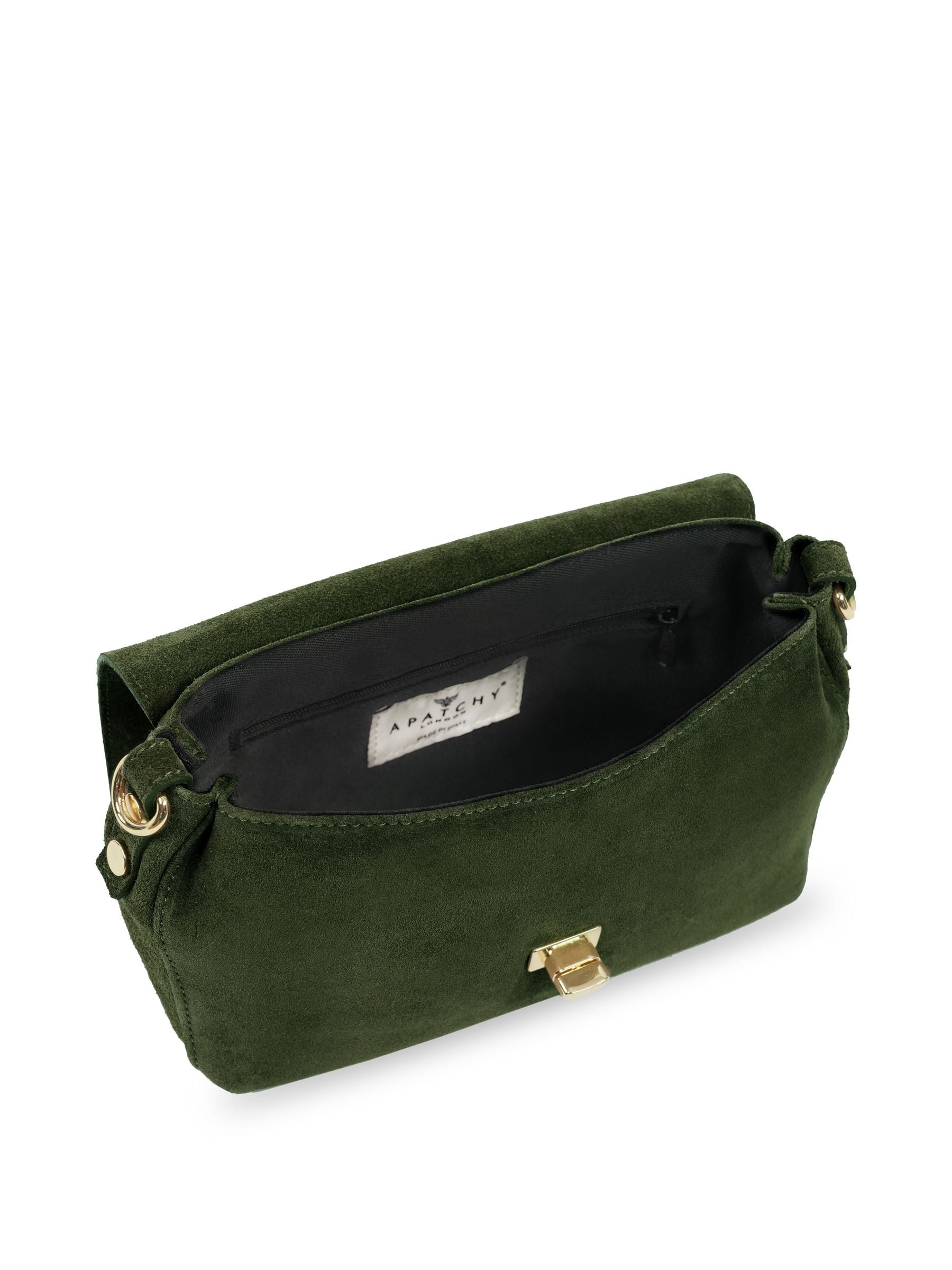 Apatchy Green Maisie Midi mink suede bag - British product