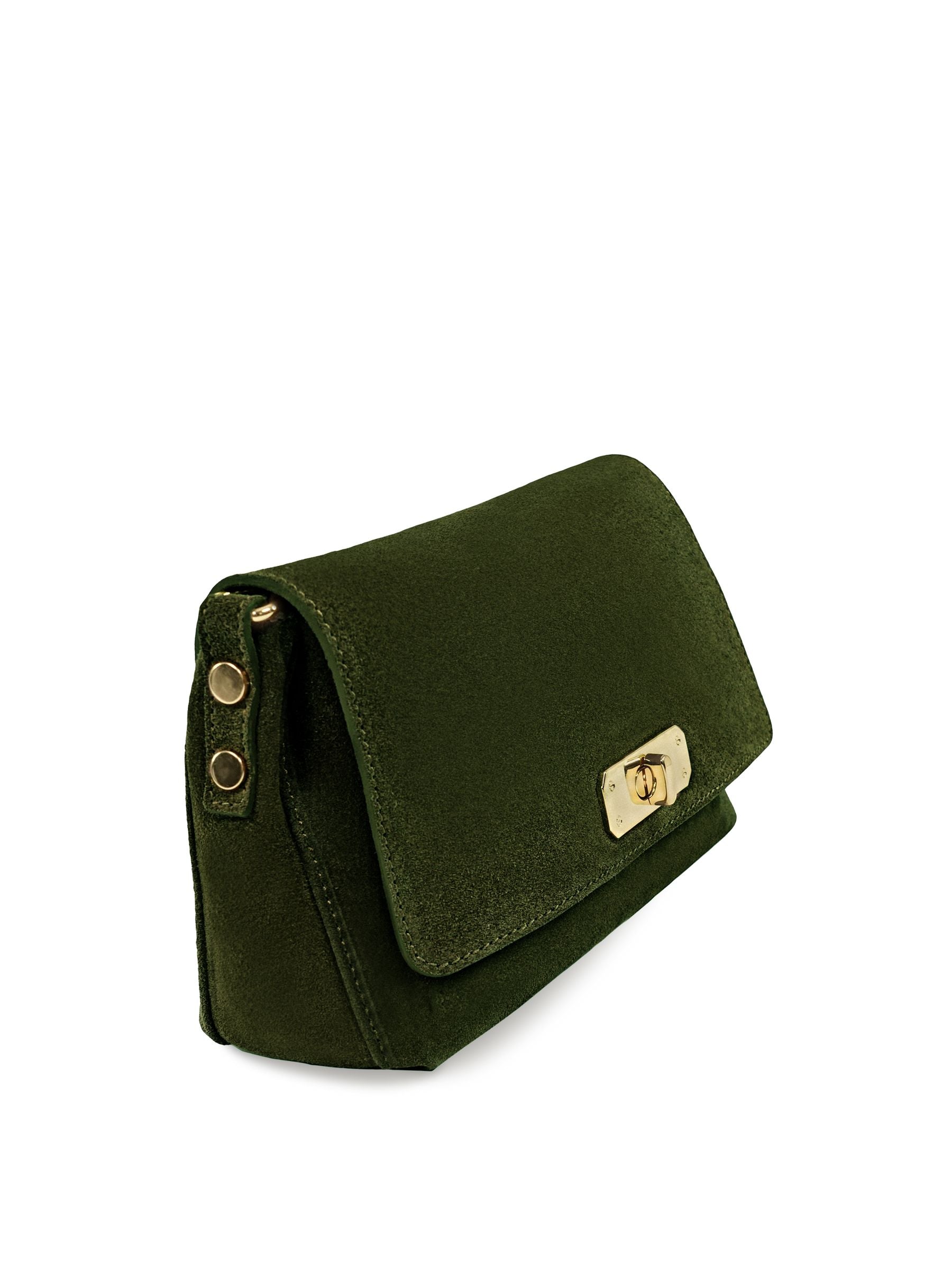 Apatchy Green Maisie Midi mink suede bag - British product