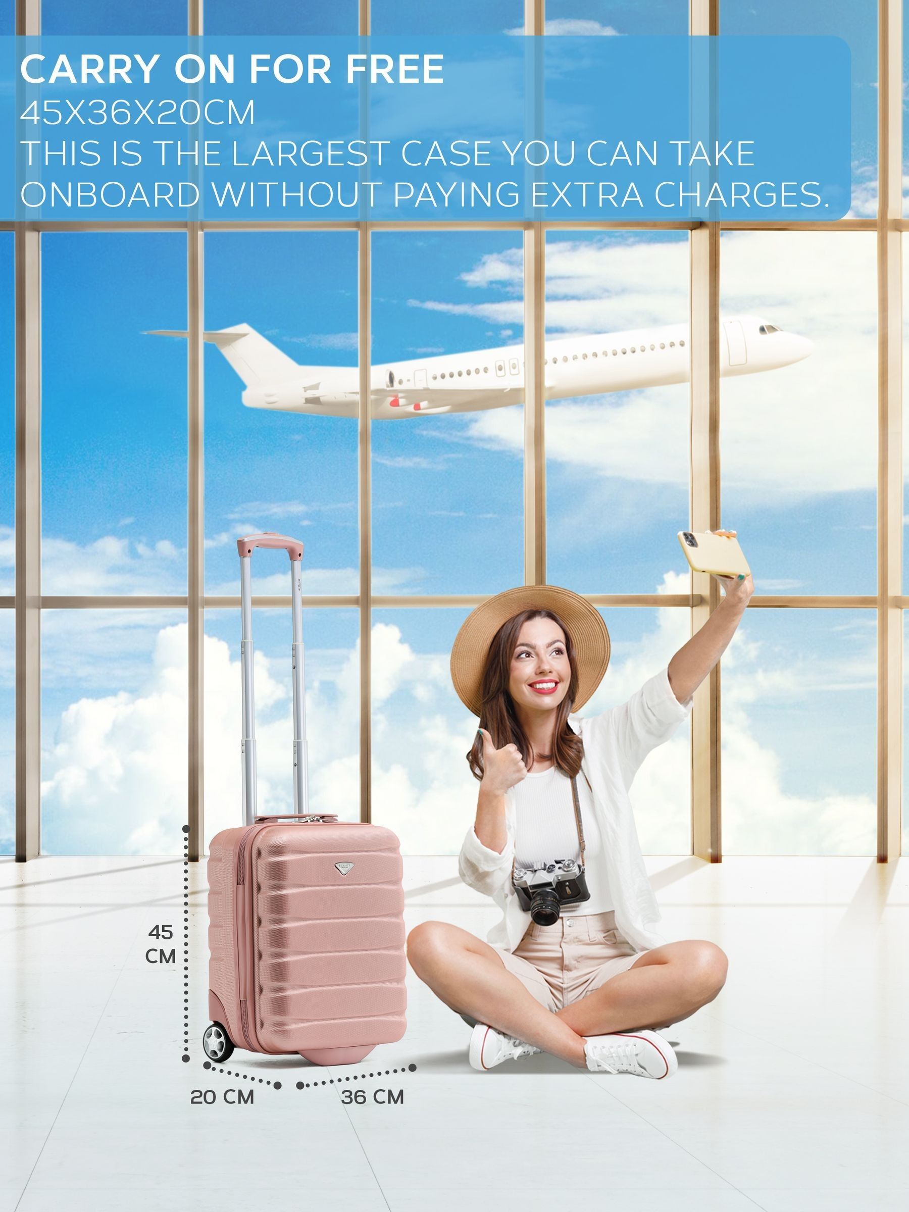 Flight Knight underseat cabin luggage Rose Gold 45x36x20cm, imported from the UK