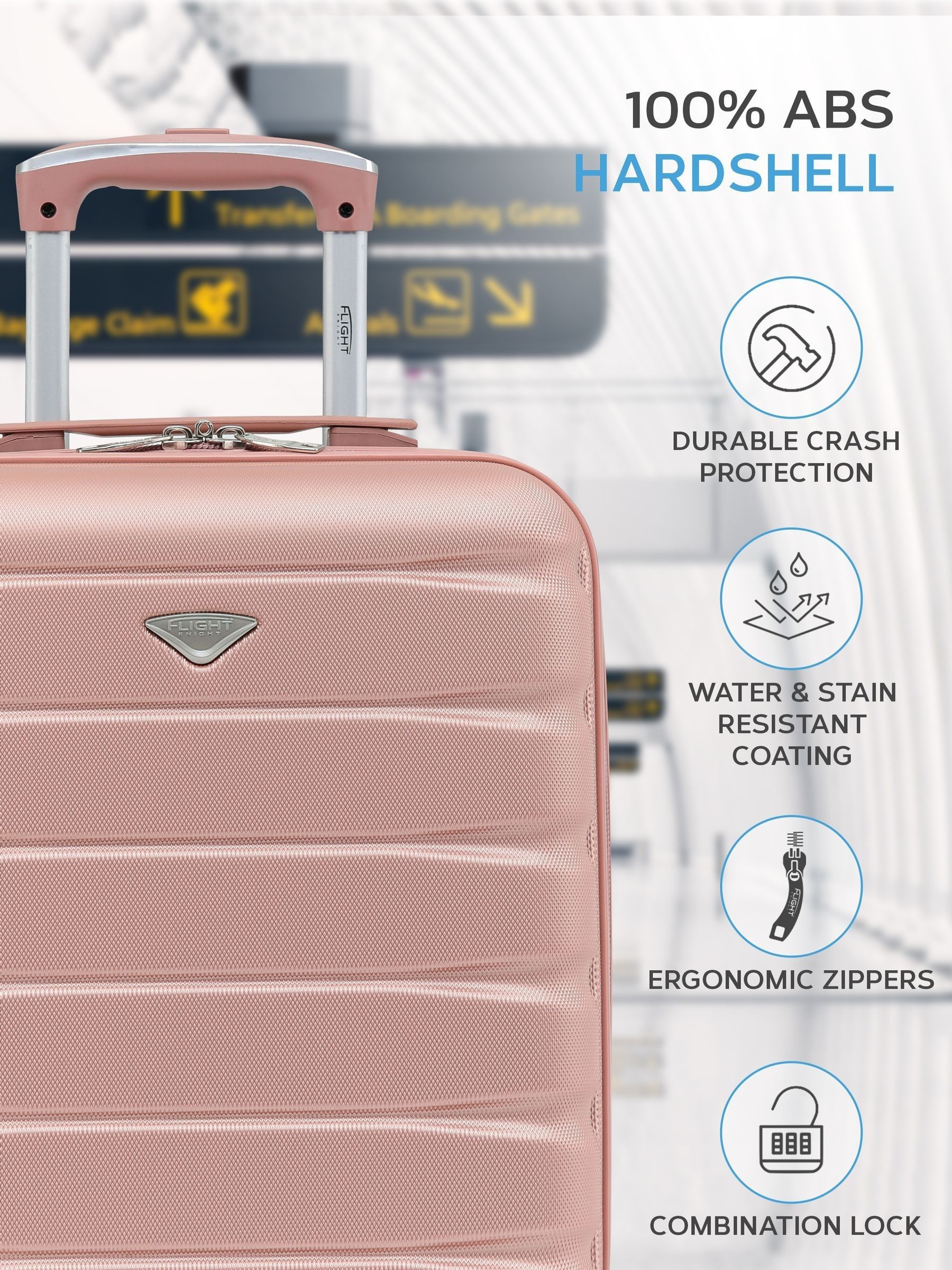 Flight Knight underseat cabin luggage Rose Gold 45x36x20cm, imported from the UK