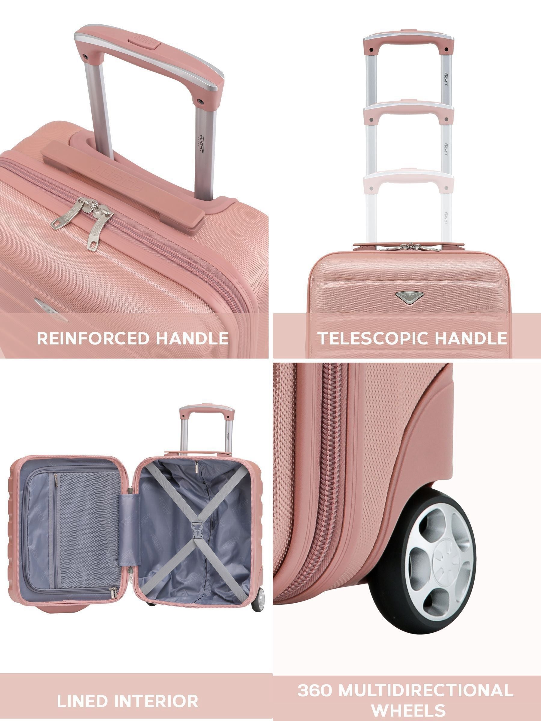 Flight Knight underseat cabin luggage Rose Gold 45x36x20cm, imported from the UK