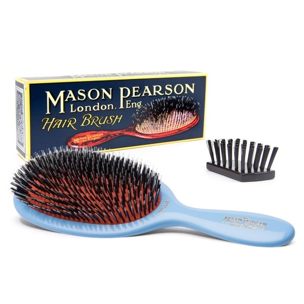 Mason Pearson Popular Bristle & Nylon Hairbrush Blue, imported from the UK