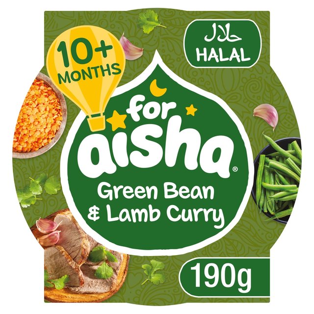 For Aisha Green Bean & Lamb Curry with Lentils Pot 10 mths+   190g GOODS M&S   