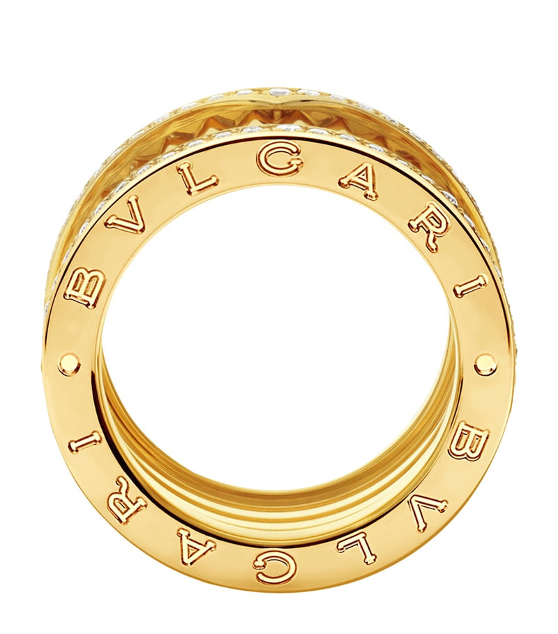 Bvlgari B.zero1 four-band ring in yellow gold with diamonds (British brand)