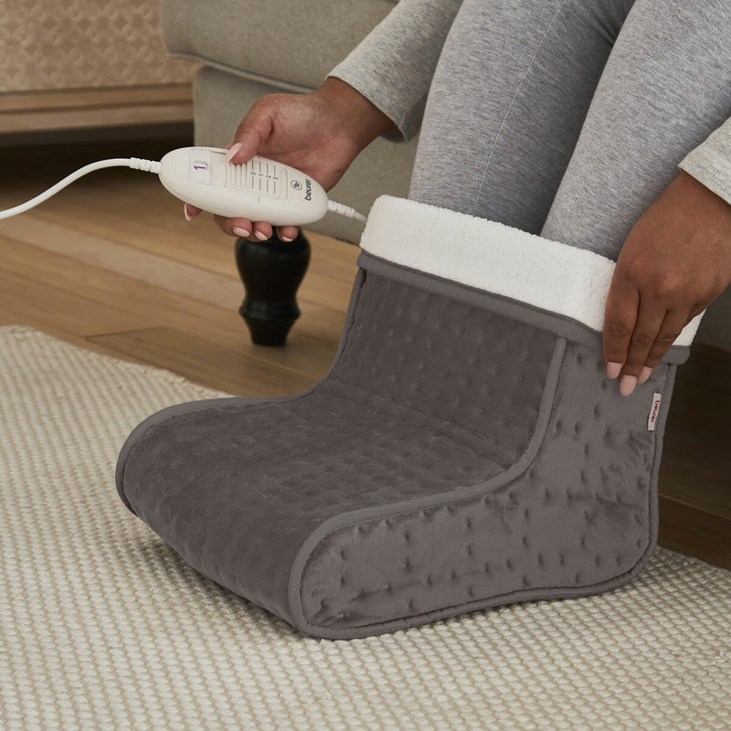 Beurer electric foot warmer in grey or taupe, UK version