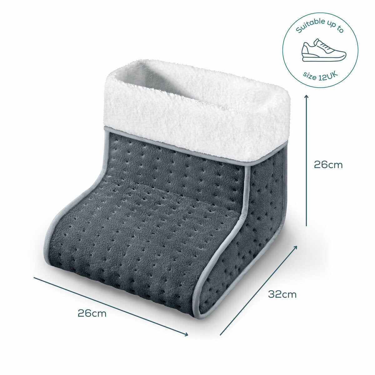 Beurer electric foot warmer in grey or taupe, UK version