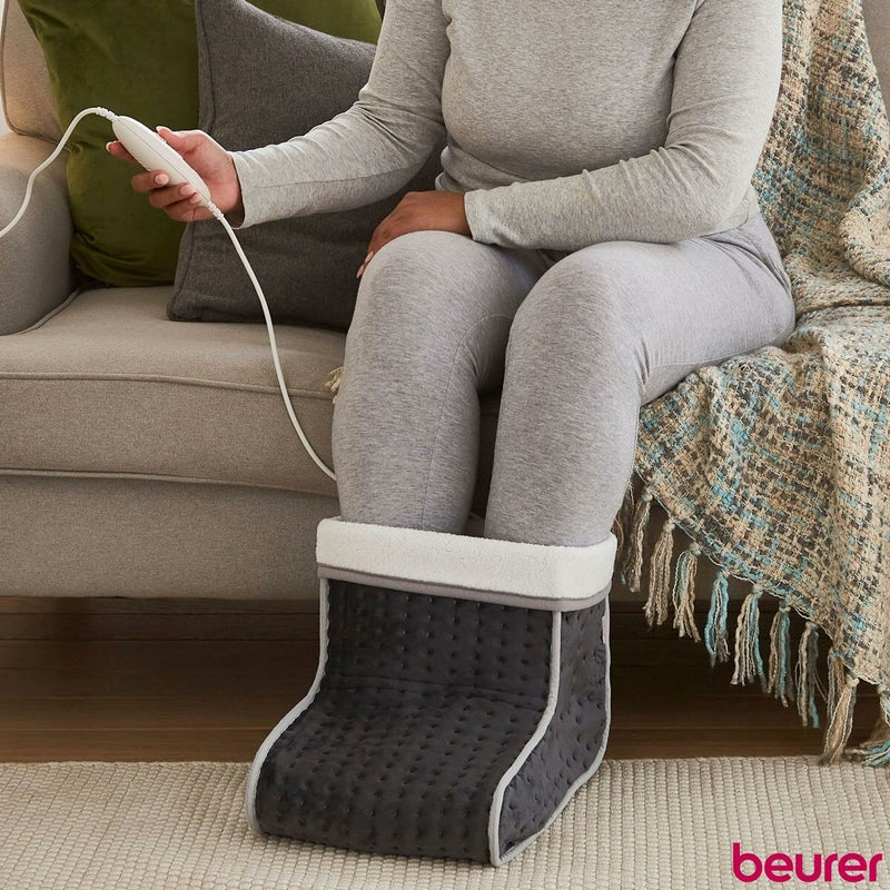 Beurer electric foot warmer in grey or taupe, UK version
