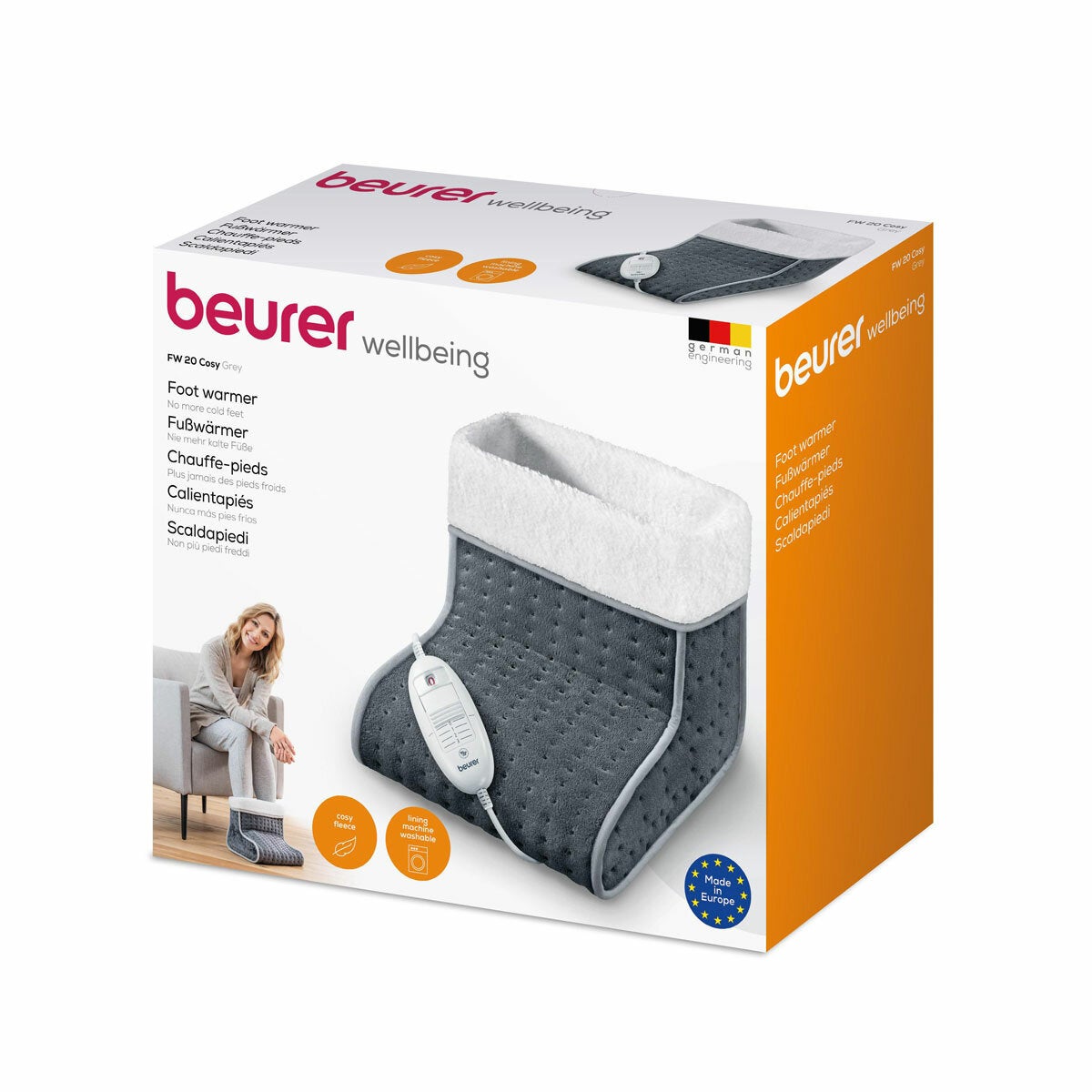 Beurer electric foot warmer in grey or taupe, UK version