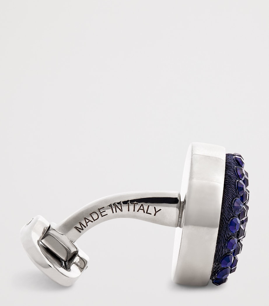 Giorgio Armani sterling silver cufflinks with blue pavé crystals, imported from the UK