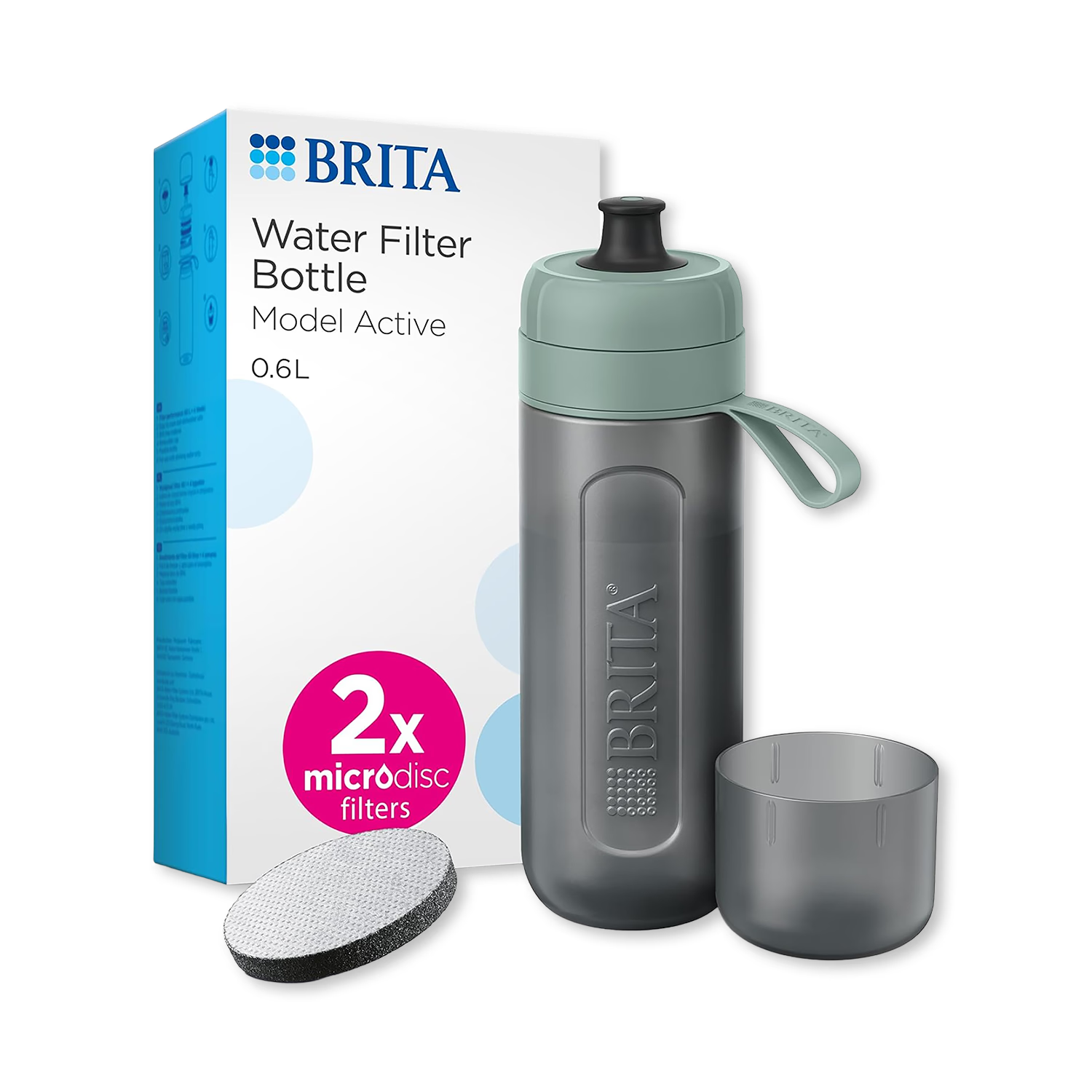 Brita Active water filter bottle 600ml dark green, UK version