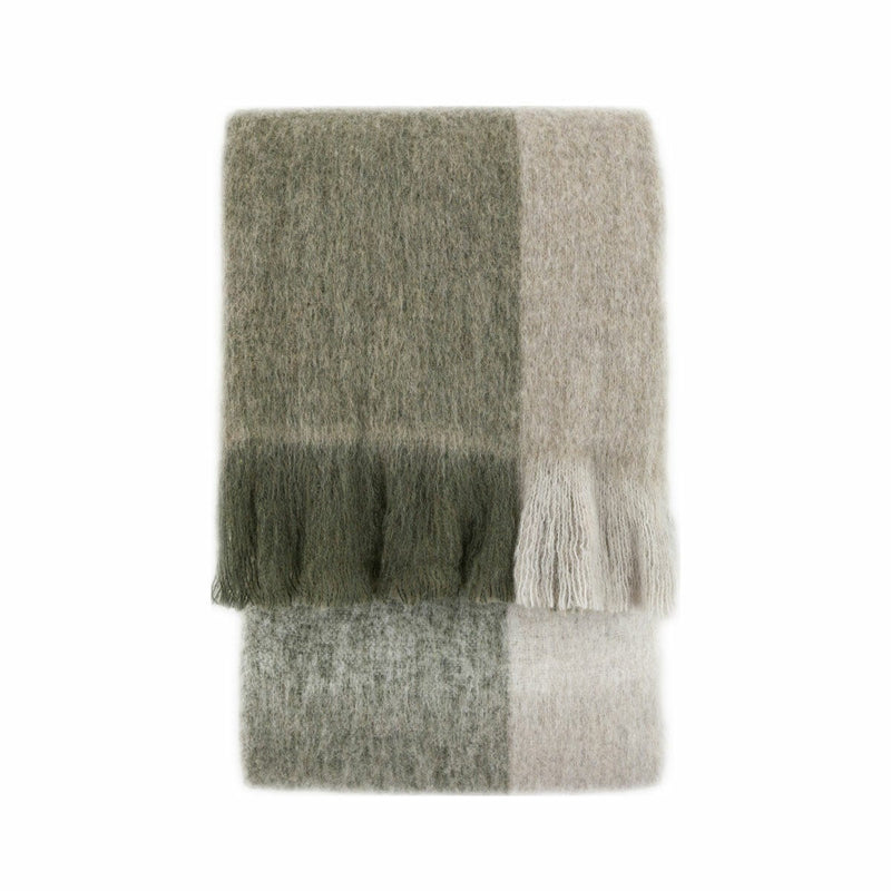 Gallery faux mohair throw green check 130x170 cm imported from the UK