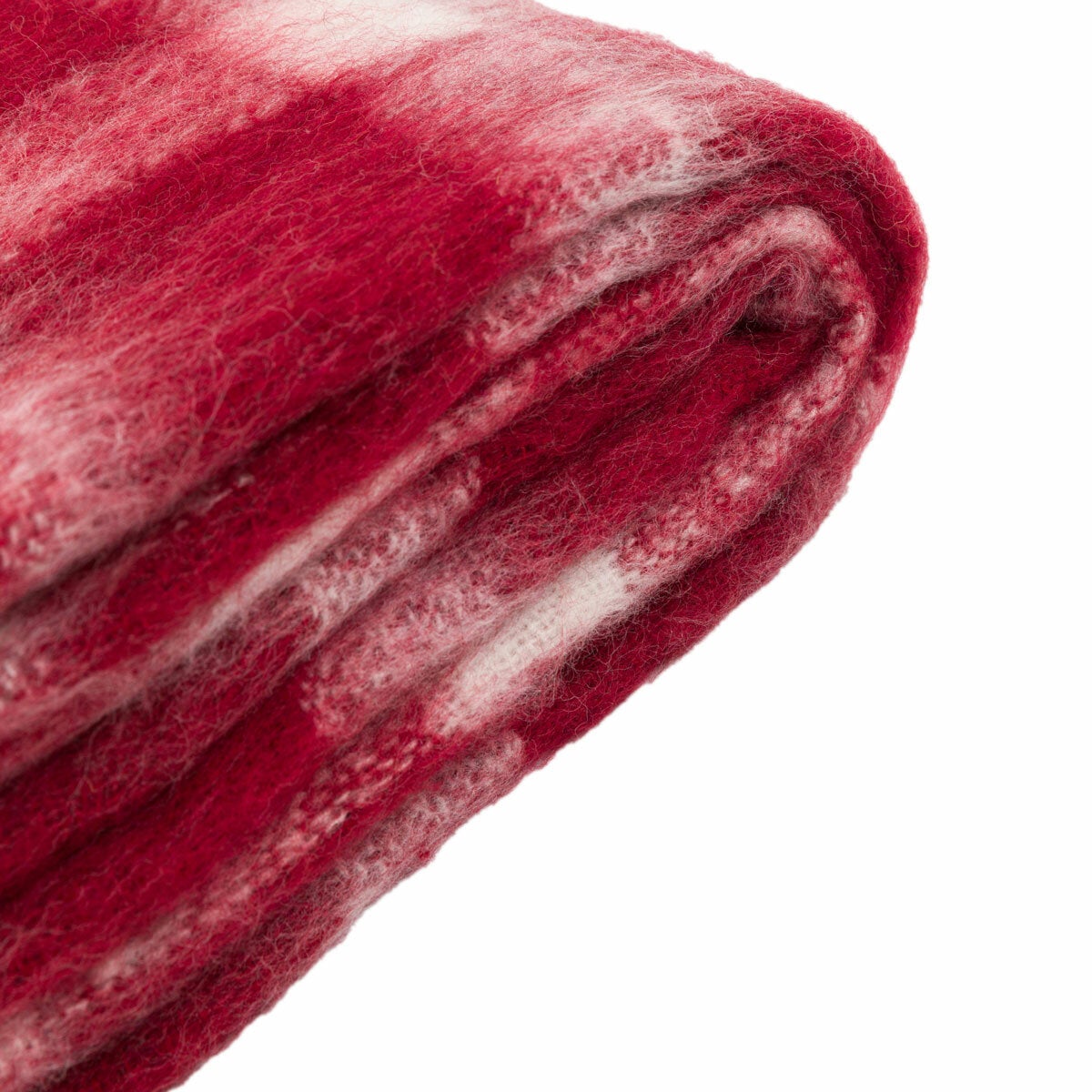 Gallery faux mohair red check throw 130x170 cm, imported from the UK