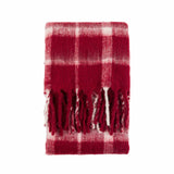 Gallery faux mohair red check throw 130x170 cm, imported from the UK