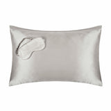 Cocoonzzz Mulberry Silk Pillowcase and Eyemask Set Platinum, UK version