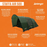 Vango Staffa Air 5 person inflatable tent, imported from the UK