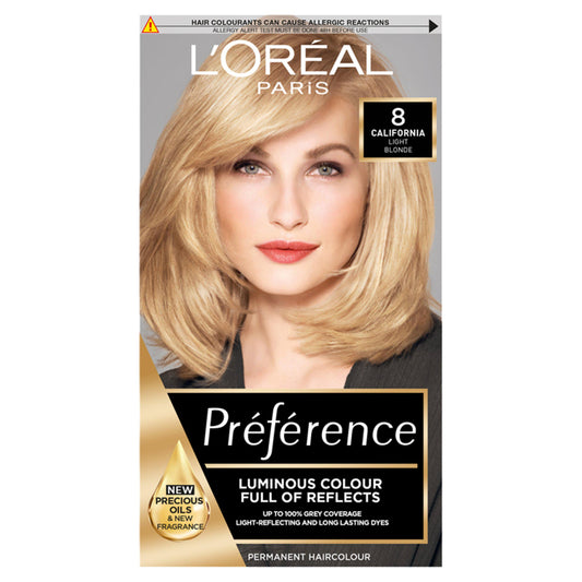 L'Oreal Paris Preference Permanent Hair Dye California Light Blonde 8 Blonde Sainsburys   