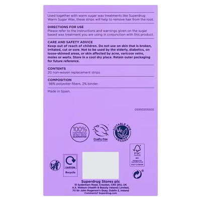 Superdrug Bandes de remplacement pour cire chaude x20