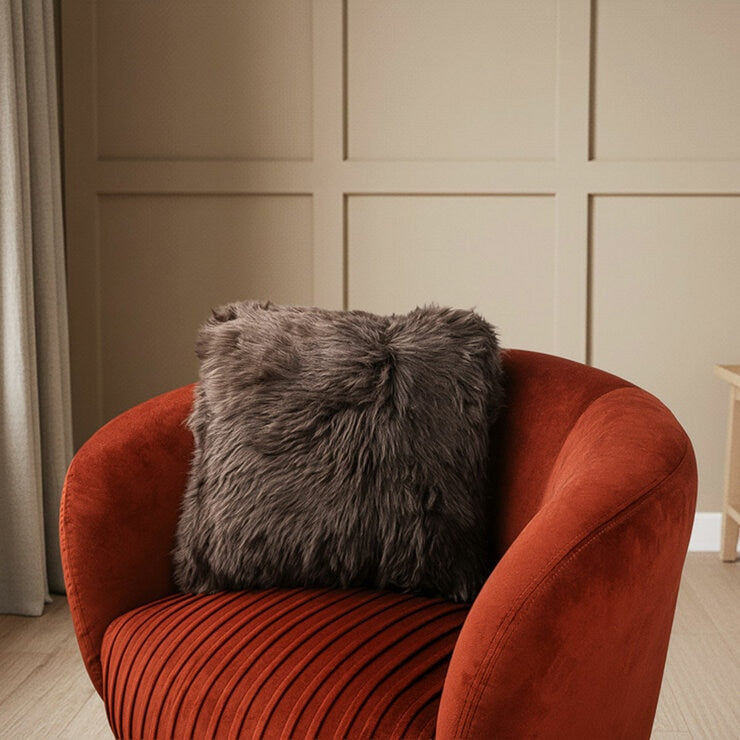 Bowron double sided sheepskin cushion 35cm brown (British brand)