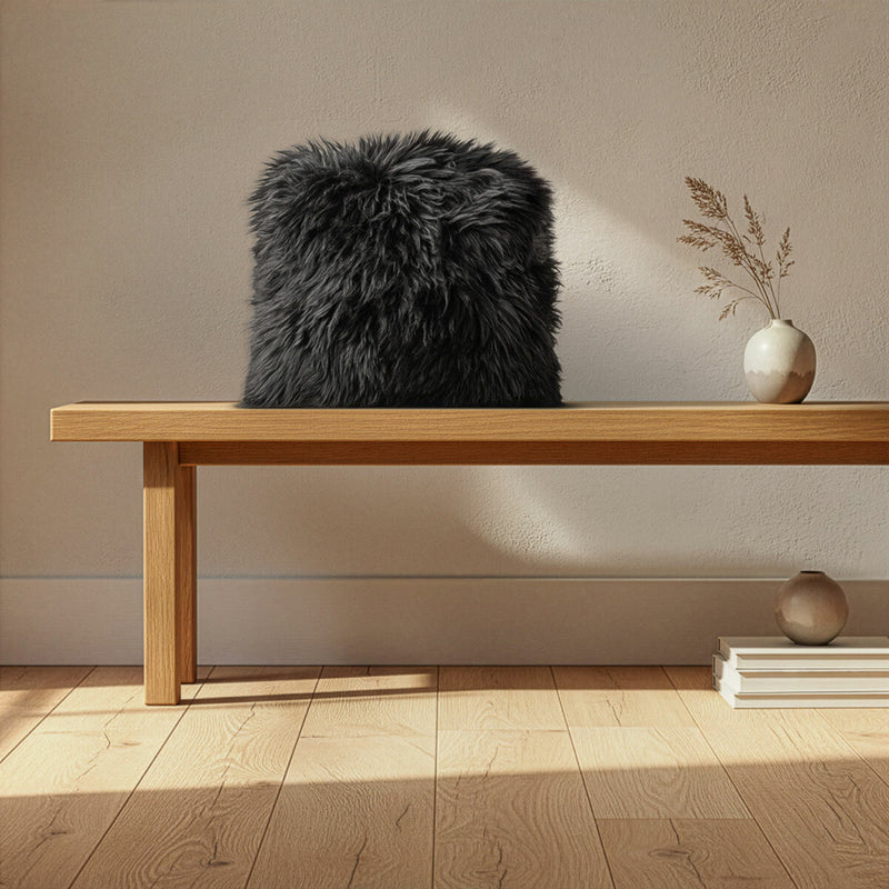 Bowron sheepskin cushion black 35x35cm, UK version