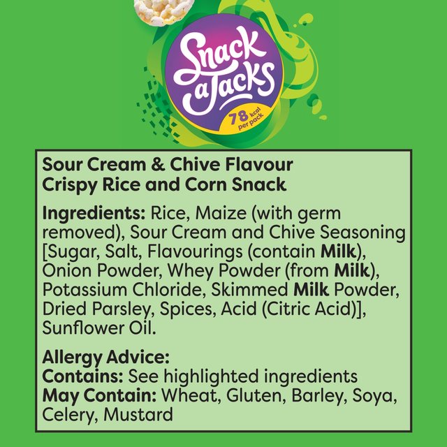 Snack a Jacks Sour Cream & Chive Multipack Rice Cakes   5 per pack