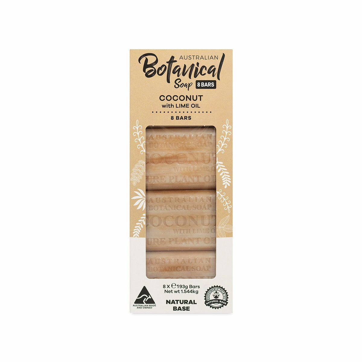 Australian Botanical Coconut Lime soap bar 8 pack, UK version
