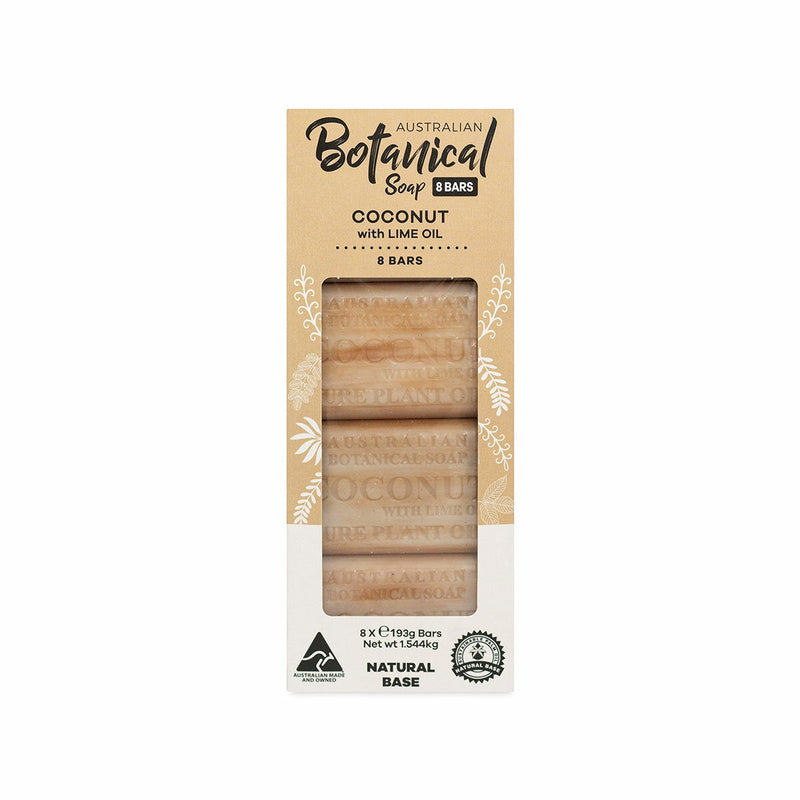 Australian Botanical Soap Bar, 8 Pack - Coconut with Lime Oil