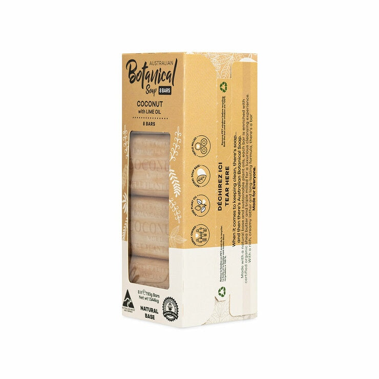 Australian Botanical Coconut Lime soap bar 8 pack, UK version