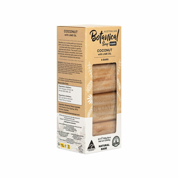 Australian Botanical Coconut Lime soap bar 8 pack, UK version