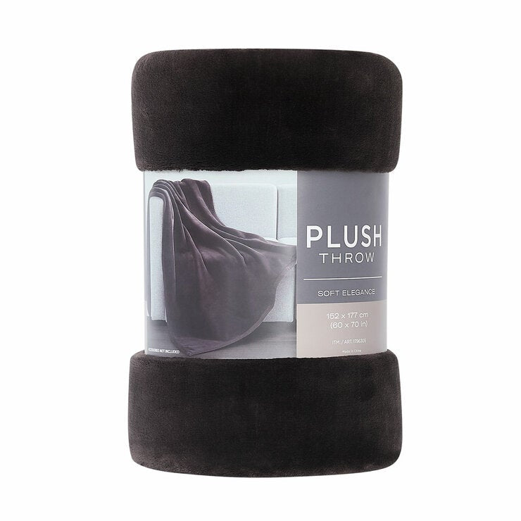 Coco plush throw 152x177cm in grey and taupe, imported from the UK