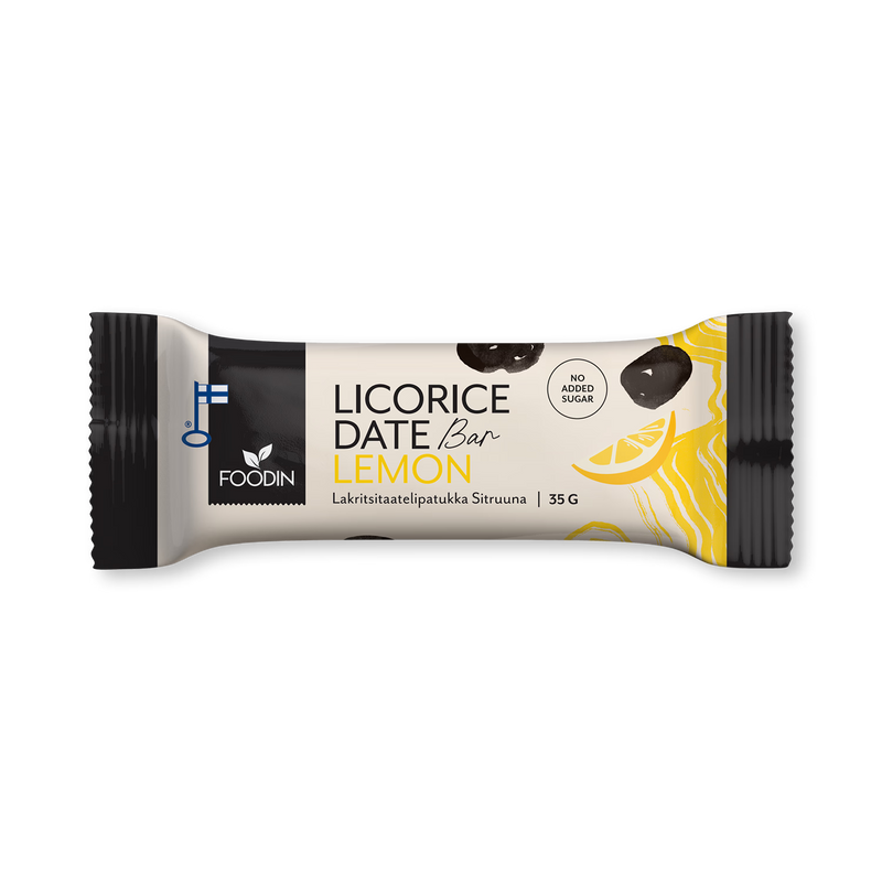 Licorice date bar with lemon, pack of 18 - British product