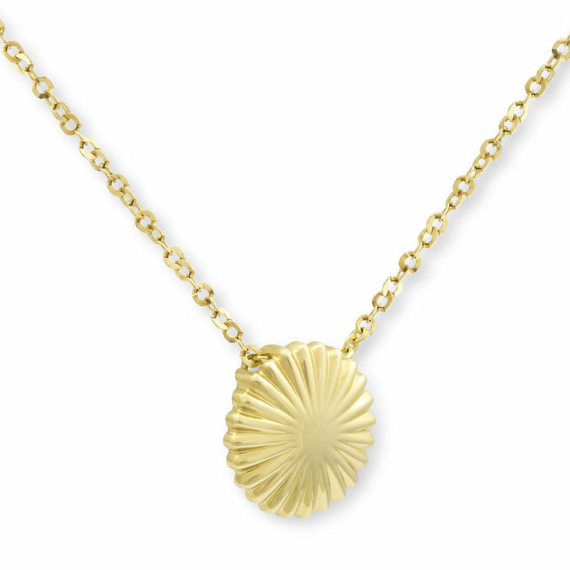 Costco 14ct yellow gold textured disc pendant necklace 43.1cm (British brand)