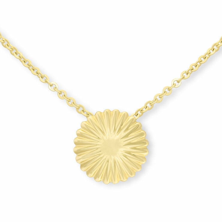 Costco 14ct yellow gold textured disc pendant necklace 43.1cm (British brand)