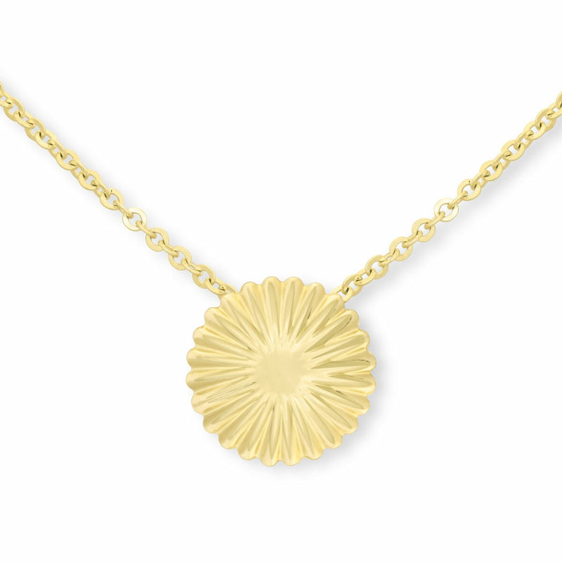 Costco 14ct yellow gold textured disc pendant necklace 43.1cm (British brand)