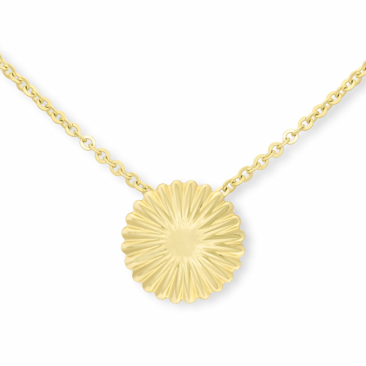 Costco 14ct yellow gold textured disc pendant necklace 43.1cm (British brand)