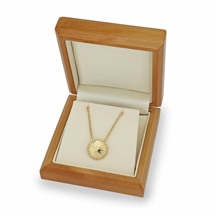 Costco 14ct yellow gold textured disc pendant necklace 43.1cm (British brand)