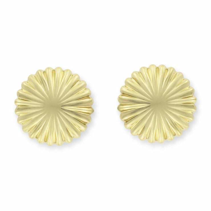 Costco 14ct yellow gold textured disc stud earrings - (British brand)