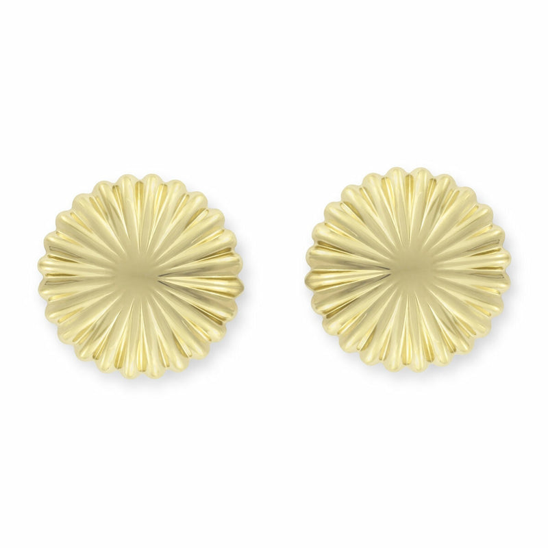 Costco 14ct yellow gold textured disc stud earrings - (British brand)