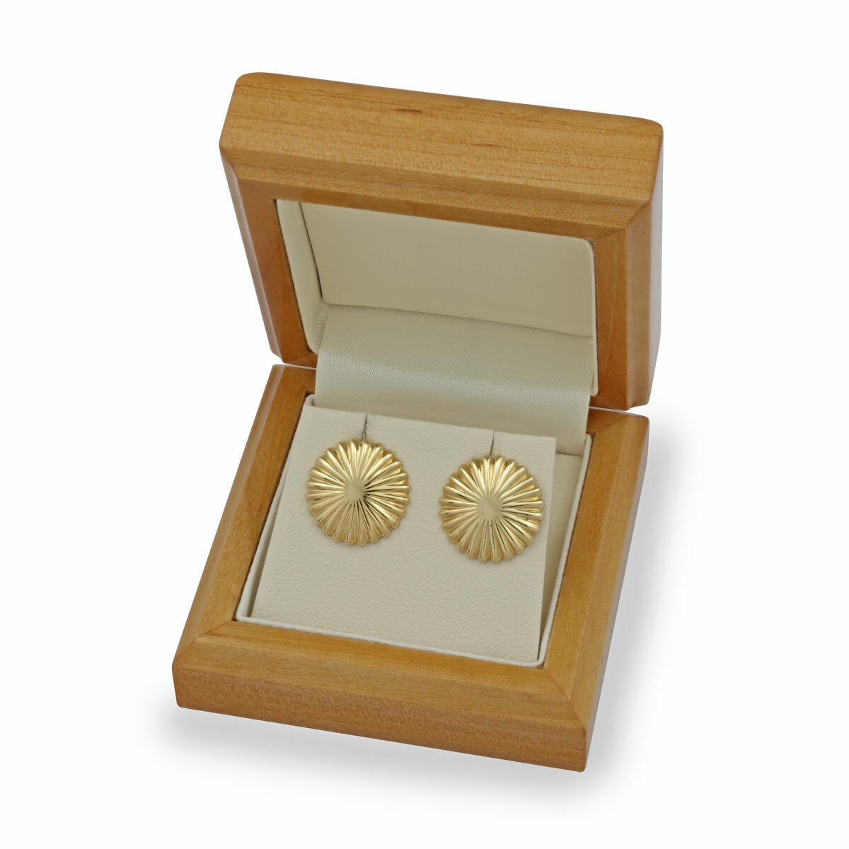 Costco 14ct yellow gold textured disc stud earrings - (British brand)