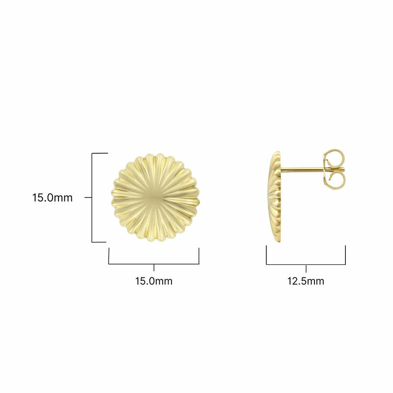 Costco 14ct yellow gold textured disc stud earrings - (British brand)