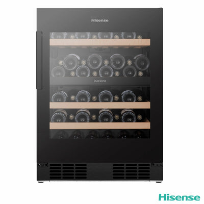 Costco UK Hisense RW3N122GSLF 46 Bottle Dual Zone Freestanding Wine Cooler Black- Buy online at McGrocer
